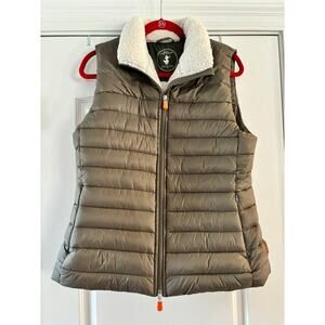 Save the Duck Puffer Fleece Lined Green Vest Size 2/M